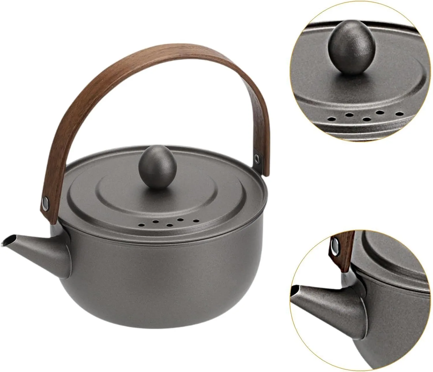 0.5 L Camping Water Kettle Boiling Water Teapot Coffee Pot Cook Pot Portable Cooking Teakettle for Camp Fishing Hiking Travel, Gray