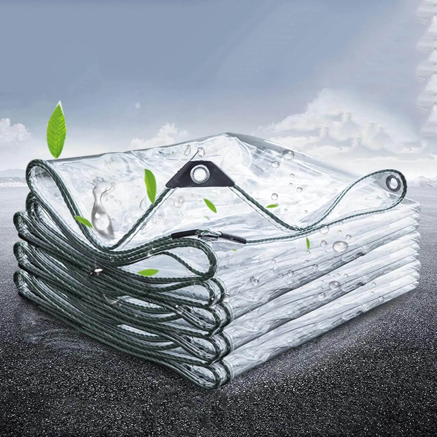 0.5mm Waterproof Clear Tarpaulin,Outdoor Clear Tarp,Windproof Cover,Waterproof Clear Tarpaulin Sheet,600g/?,with Eyelets,Size Can Be Customized (810m/315394in)