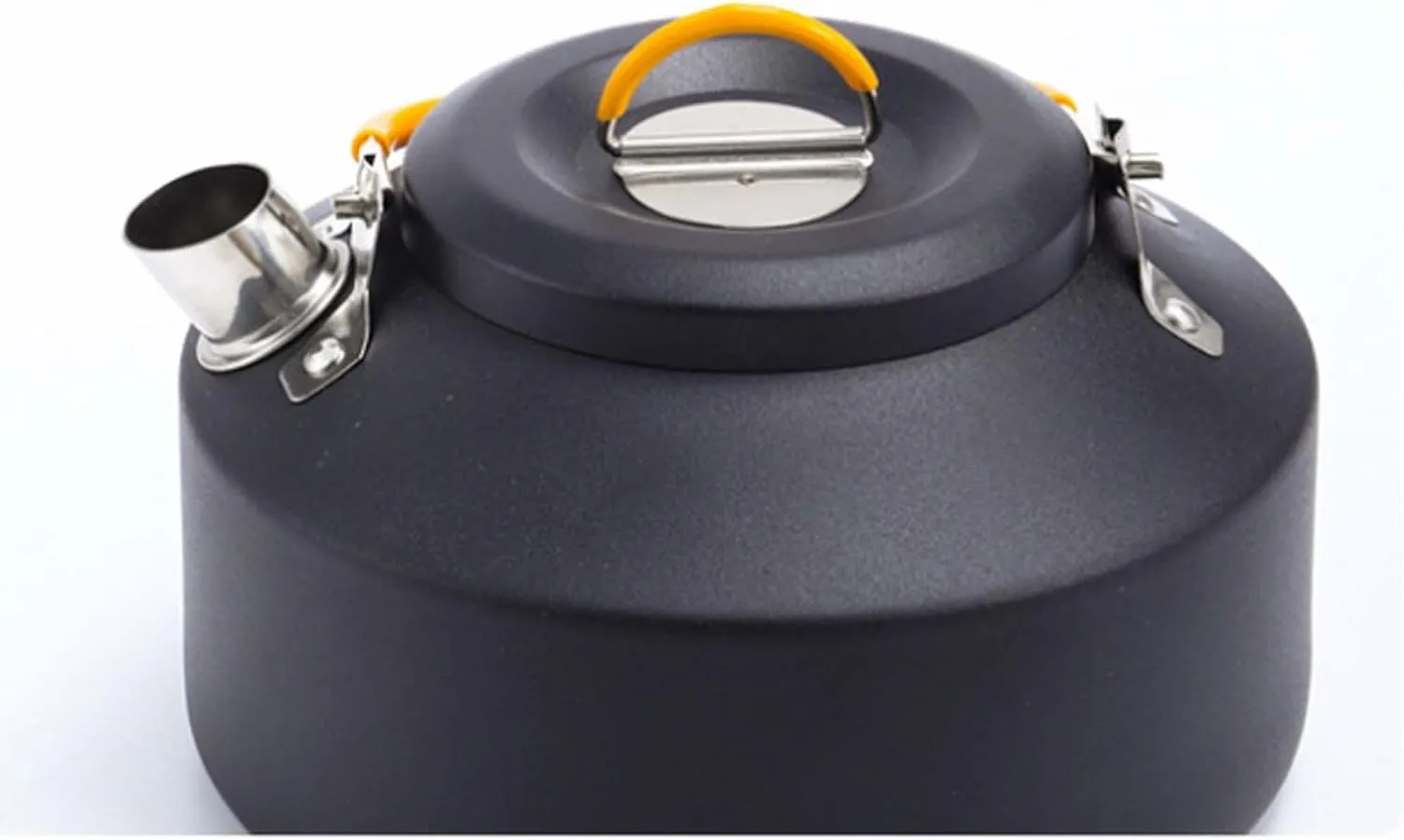 0.8L Outdoor Coffee Pot Set 304 Stainless Steel Camping Portable Kettle(B Black)