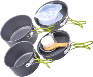 1 Set Camping Pan Set Camping Pans for Cooking Camping Kettle Camping Cookware Open Inside Coolers Camp Kettle Camping Gadgets Tote Bank Pot Cutlery Non Oven Kits Aluminum Oxide