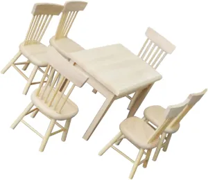 1 Set Miniature Table Chair Set Scale Dollhouse Furniture for Creative Design Play Furniture for Tiny House Decoration Lightweight and Portable Dining Set