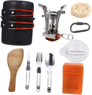 1 Set Portable Picnic Cookware Outdoor Cooking Kit for Camping Hiking and Travel Includes Essential Pot Pan and Kettle for Easy Use