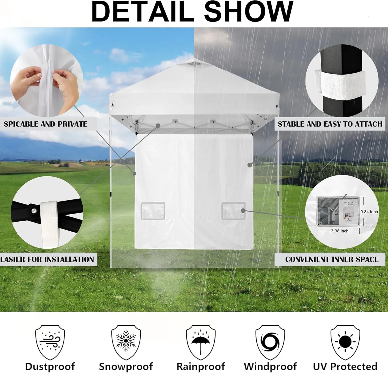 1 Sidewalls, Luma Shades 5x5 Canopy Sidewalls for Pop Up Canopy Gazebo Advertising Tent Sunshade Windproof, Waterproof, 99% UV Protection，Light Beige (Canopy Tent NOT Included)
