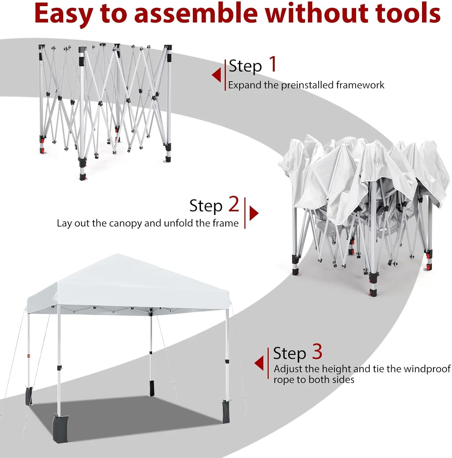 10 * 10FT Instant Pop Up Canopy Tent for One Person Setup,Pop Up Commercial Canopy Tent,Outdoor Easy Up Tent w/1-Button Push,Wheeled Bag,4 Sandbags,Bonus 8 Stakes and 4 Ropes-White