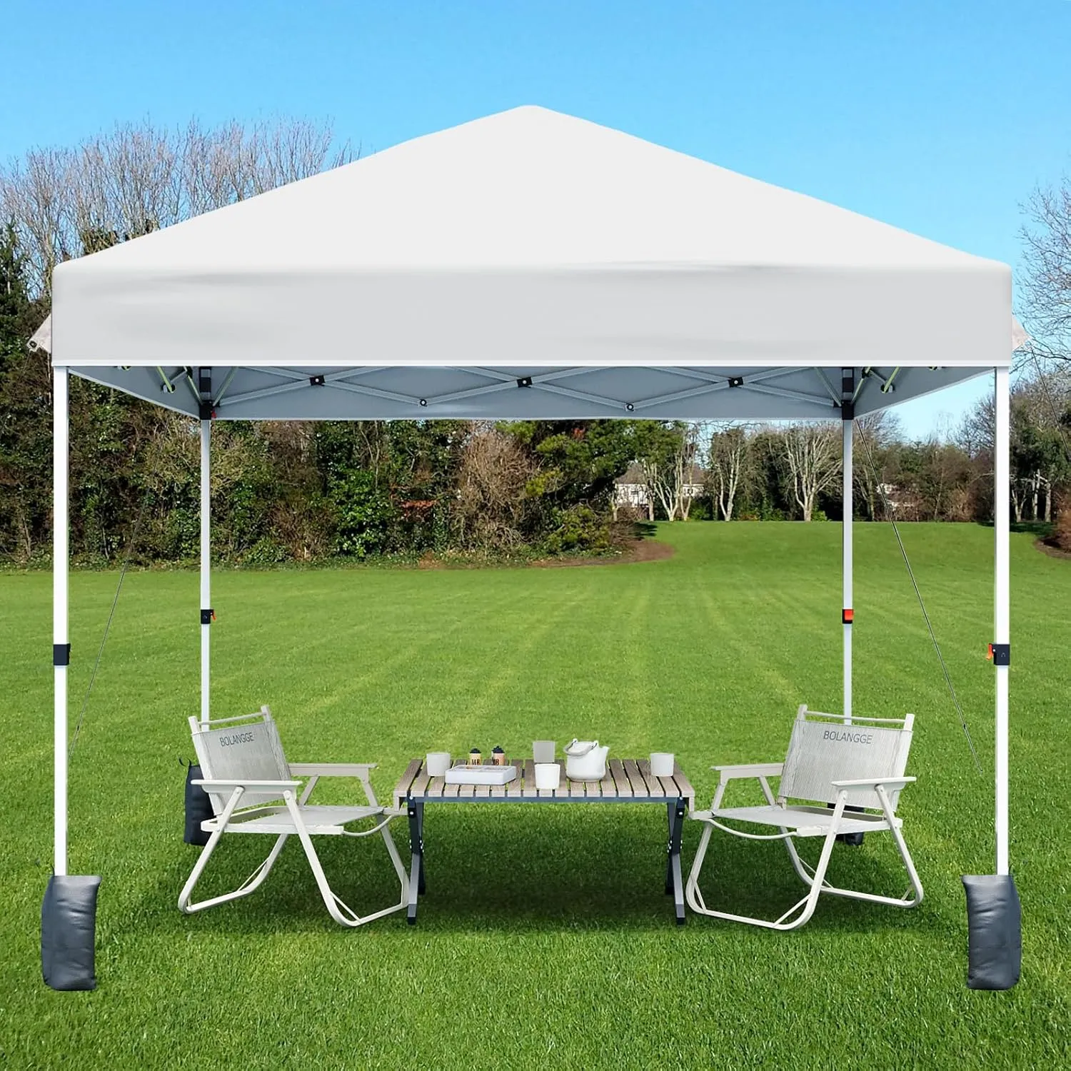 10 * 10FT Instant Pop Up Canopy Tent for One Person Setup,Pop Up Commercial Canopy Tent,Outdoor Easy Up Tent w/1-Button Push,Wheeled Bag,4 Sandbags,Bonus 8 Stakes and 4 Ropes-White