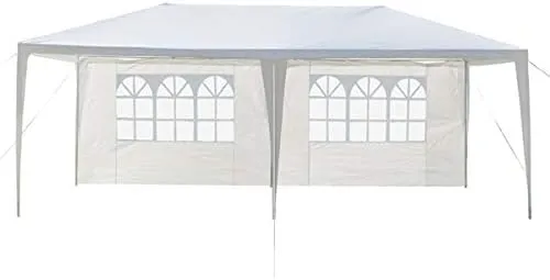 10 X 20' Outdoor Tent, 3 x 6m Four Sides Waterproof Tent with Spiral Tubes White, Party Tents, Wedding Tents with 4 Removable Sidewalls, Patio Gazebo Canopy Shelter