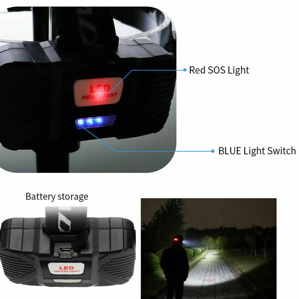 1000000LM COB LED Headlamp Headlight Torch USB Rechargeable Flashlight Work