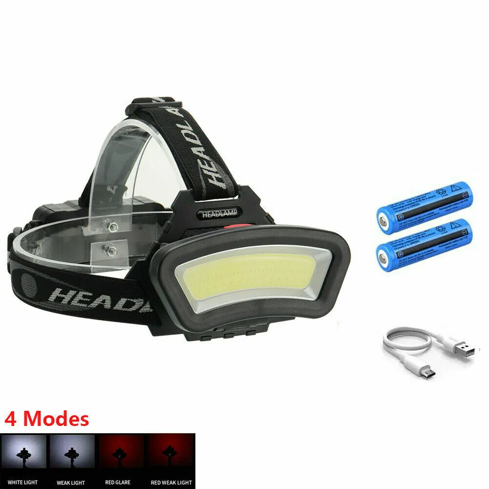 1000000LM COB LED Headlamp Headlight Torch USB Rechargeable Flashlight Work