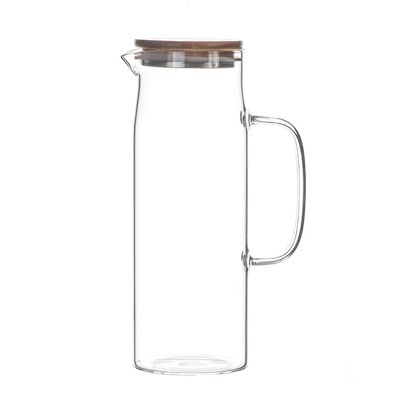 1000ML/1500ML Thick Glass Kettle with Bamboo Lid & Filter