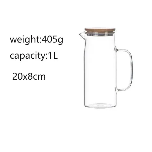 1000ML/1500ML Thick Glass Kettle with Bamboo Lid & Filter