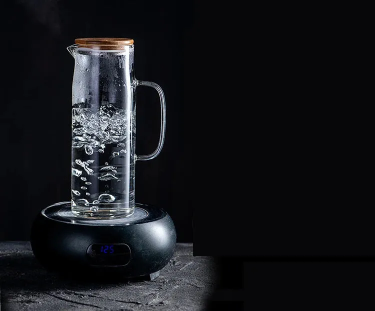 1000ML/1500ML Thick Glass Kettle with Bamboo Lid & Filter