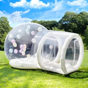 10.5 FT Inflatable Bubble House Double Jumper Dome for Kids, PVC Inflatable Double Layer Bubble House Tent with Tunnel, Bubble Balloon House with Air Blower, Air Pump for Party (Clear, 10.5FT)