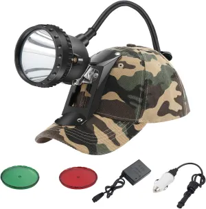 10W Coon Hunting Lights Headlamp for Coyotes Hog Predators, 4 Lighting Modes, IPX5 Waterproof Camping Hiking Fishing Headlamp Rechargeable 550 Lumens Bright Headlight with Hunting Cap