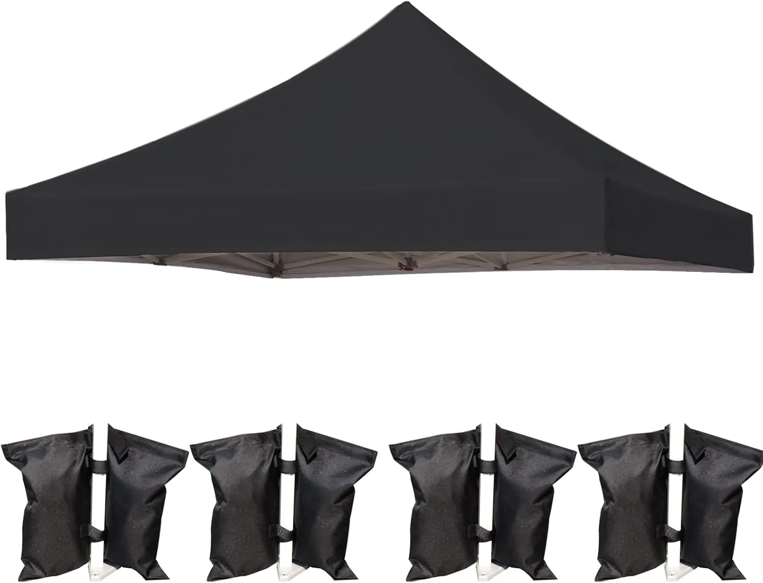 10x10 Canopy Replacement Top Cover for Pop Up Canopy Tent, Industry-Leading 3000mm Water Resistance, 500D Heavy Duty Waterproof with Silver Coating, UV Protection, 4 Sandbags, Black