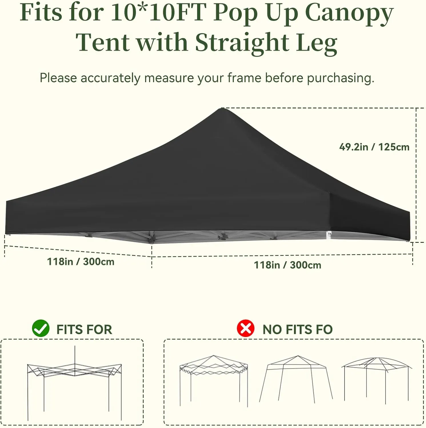 10x10 Canopy Replacement Top Cover for Pop Up Canopy Tent, Industry-Leading 3000mm Water Resistance, 500D Heavy Duty Waterproof with Silver Coating, UV Protection, 4 Sandbags, Black
