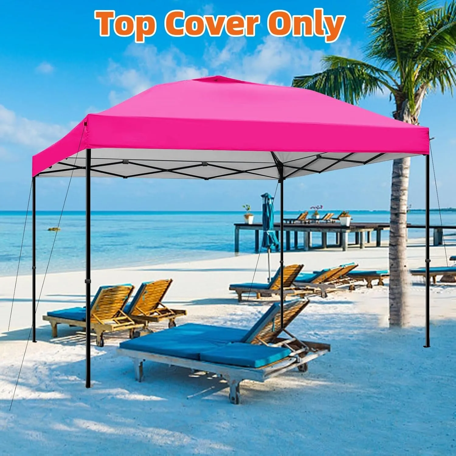 10x10 Canopy Replacement Top Cover,Pop Up Canopy Tent Top with Air Vent Ropes, Waterproof Sunshade Silver Coated Oxford Cloth for Outdoor Garden Patio Picnic Camping(Top Only,301 * 301cm)