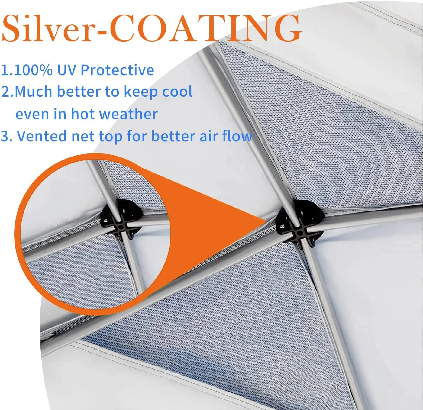 10x10 Canopy Replacement Top Cover,Pop Up Canopy Tent Top with Air Vent Ropes, Waterproof Sunshade Silver Coated Oxford Cloth for Outdoor Garden Patio Picnic Camping(Top Only,301 * 301cm)