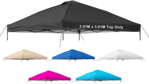 10x10 Canopy Replacement Top Cover,Pop Up Canopy Tent Top with Air Vent Ropes, Waterproof Sunshade Silver Coated Oxford Cloth for Outdoor Garden Patio Picnic Camping(Top Only,301 * 301cm)