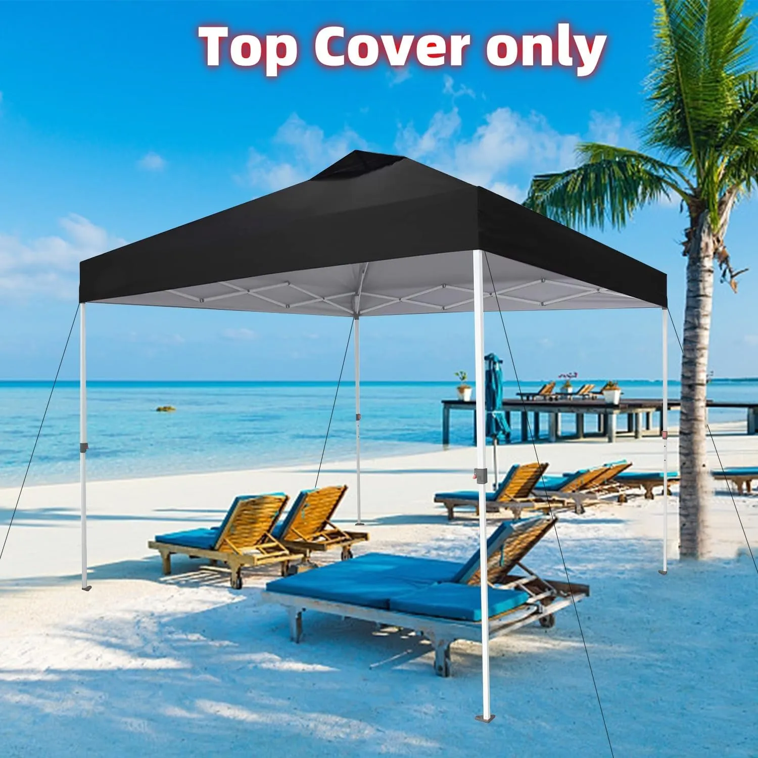 10x10 Canopy Replacement Top Cover,Pop Up Canopy Tent Top with Air Vent Ropes, Waterproof Sunshade Silver Coated Oxford Cloth for Outdoor Garden Patio Picnic Camping(Top Only,301 * 301cm)