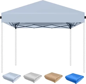 10x10 Canopy Replacement Top, Pop Up Canopy Tent Replacement Cover, 300D Oxford UV Waterproof for Outdoor Garden, Picnic, Camping (Gray)