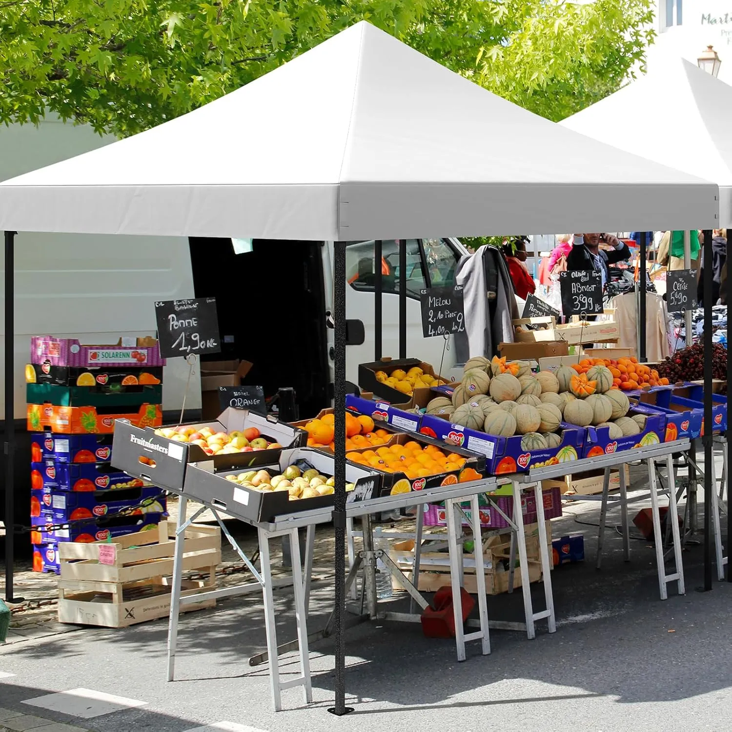 10x10 Ft Pop Up Canopy Tent, Portable Heavy Duty Commercial Canopy with Wheeled Carry Bag, 4 Sandbags, UV Protection, Instant Water-Proof Canopy for Outdoor Parties, White