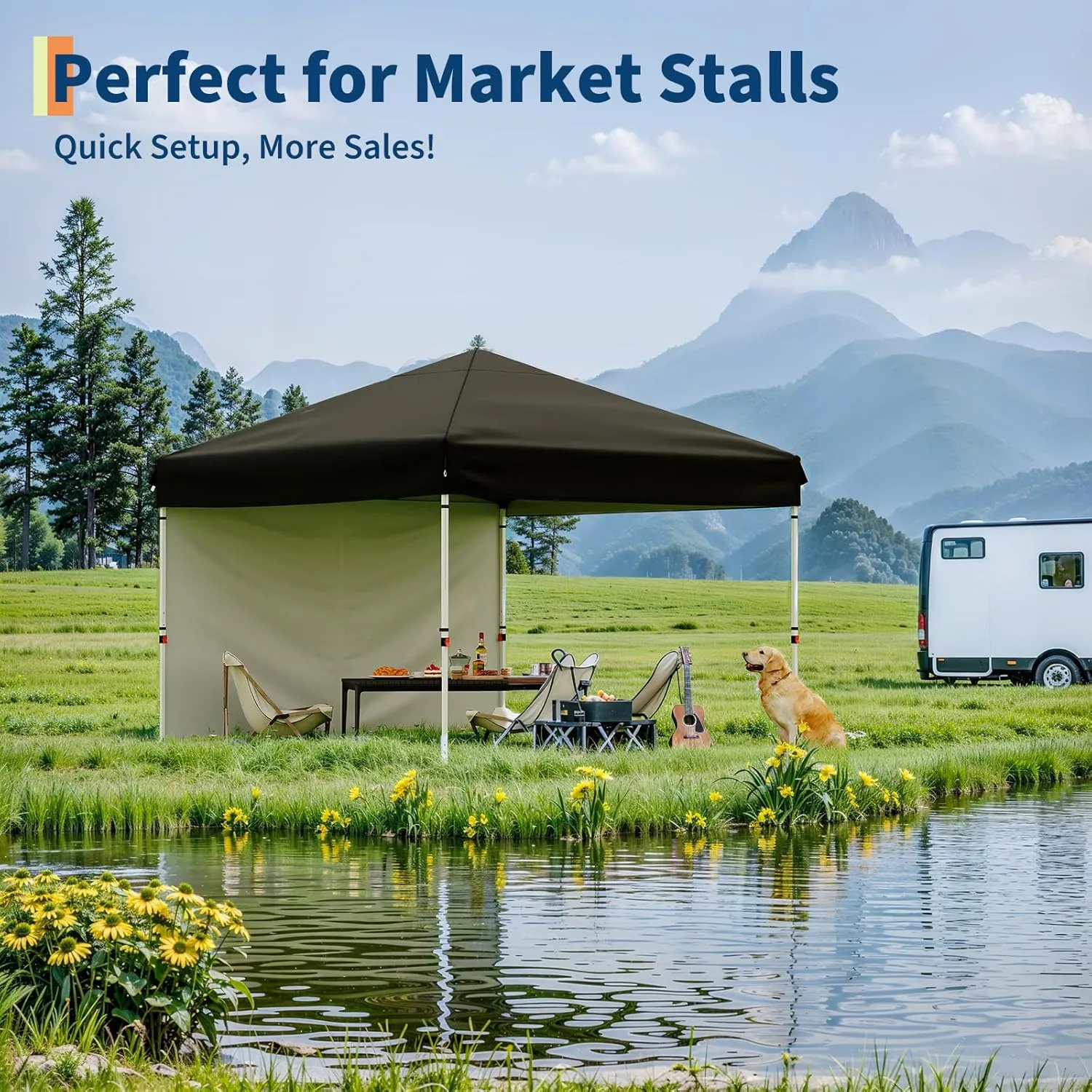 10x10 Pop Up Canopy Tent Outdoor Canopy with 4 Removable Sidewalls One-Person Set Up Heavy Duty Commercial Instant Tent Shelter-Black