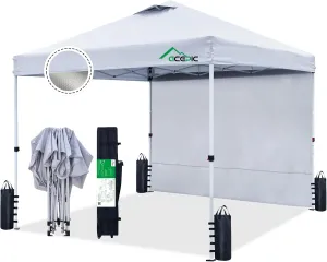 10x10 Pop Up Canopy Tent with Sidewall,300D Silver-Coating Top,Instant Portable Shelter with 1-Button Push and Wheel Carry Bag,8 Stakes and 4 Weights
