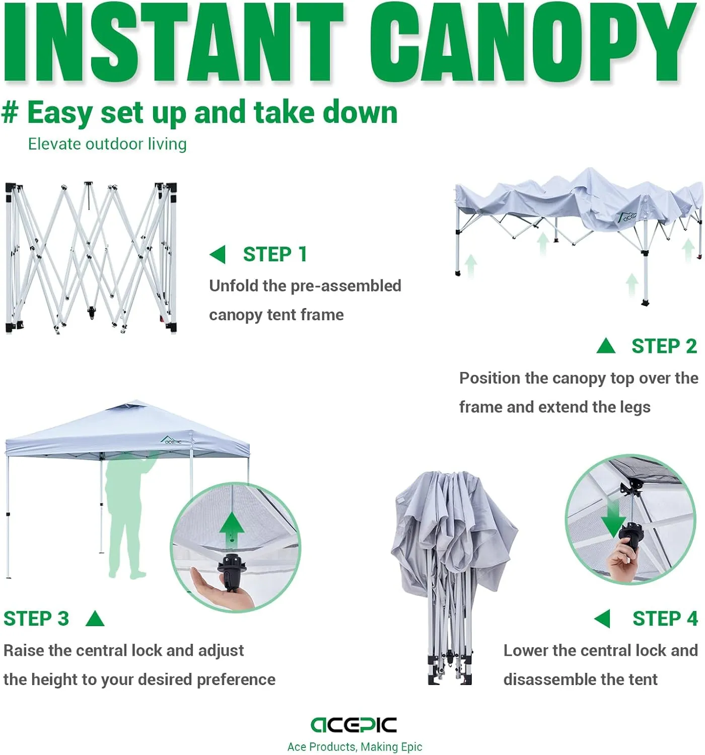 10x10 Pop Up Canopy Tent with Sidewall,300D Silver-Coating Top,Instant Portable Shelter with 1-Button Push and Wheel Carry Bag,8 Stakes and 4 Weights