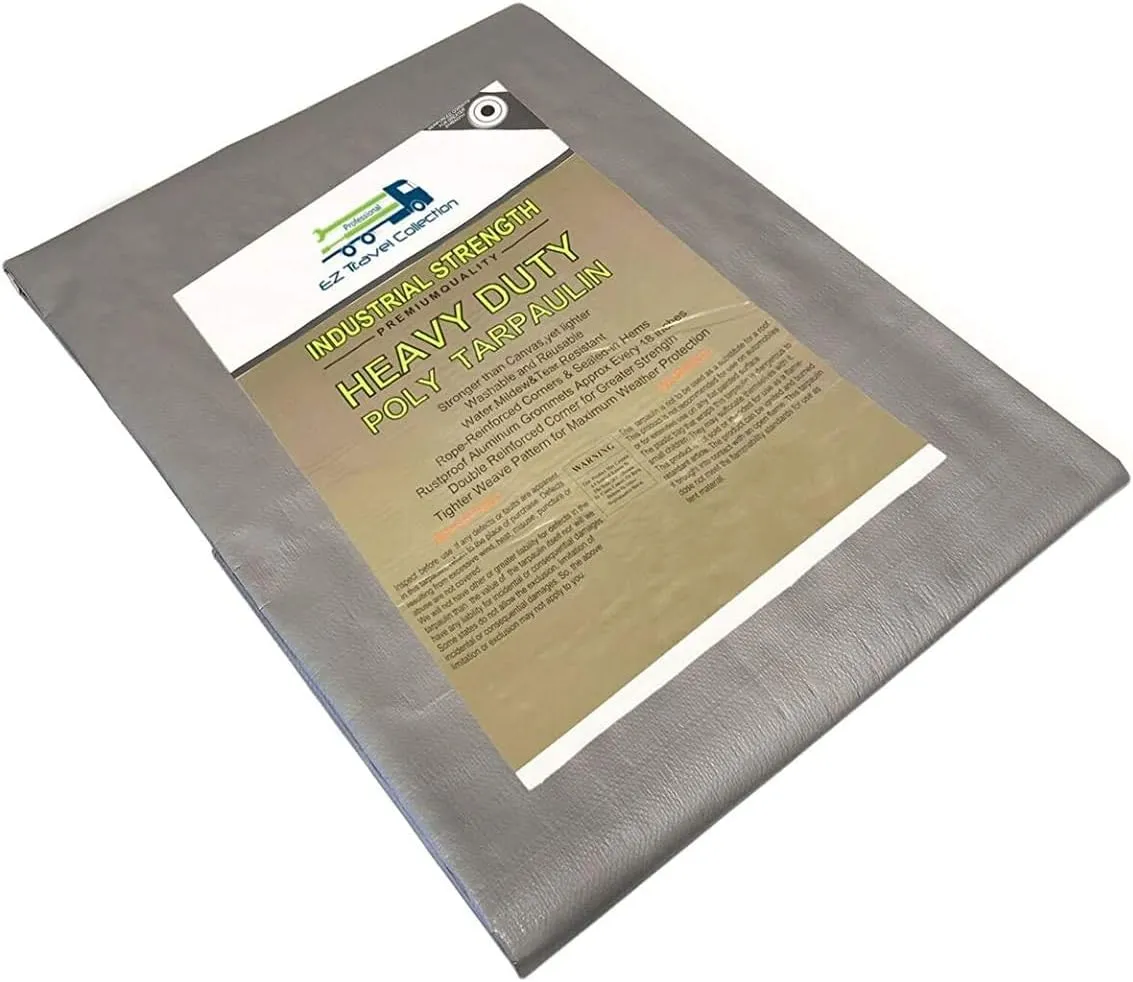 10'X14' EXTRA Heavy Duty 12 mil Silver Tarp 3 Ply Coated Reinforced Canopy 6 oz 3 Layer (Includes Tarps Tools and Toys Maintenance Manual)