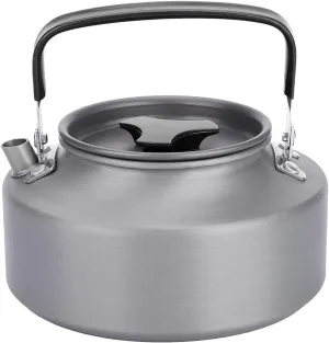 1.1L Portable Small Outdoor Camping Kettle, Aluminum Water Pot with Carrying Bag, Compact Lightweight Tea Kettle for Outdoor Camping Cookware Cabin Rv Kitchen(Black Handle)