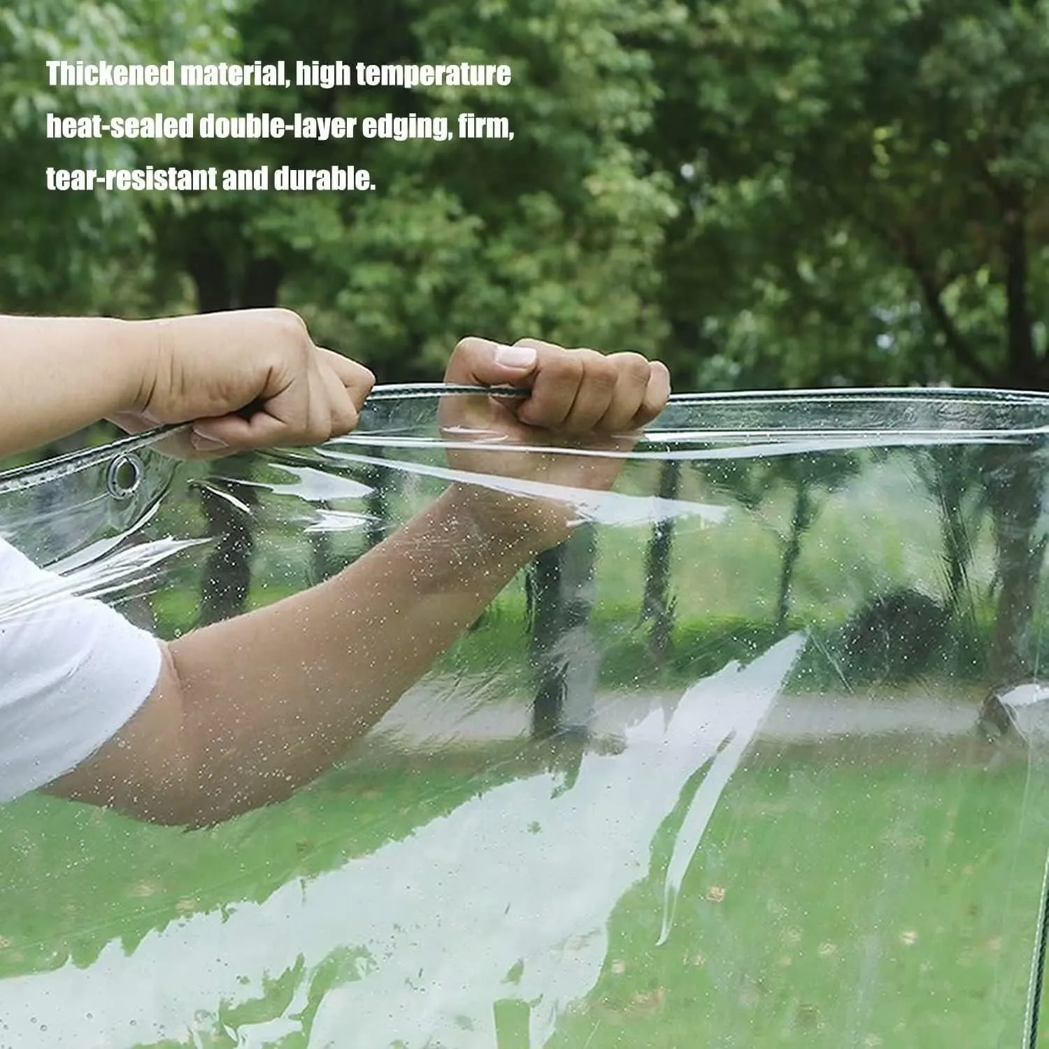 12' X 16' Outdoor Clear Tarp Curtain Waterproof Wind-Proof 0.35mm Transparent Vinyl Tarp for Patio Pergola Garden Canopy Rainproof Anti-Tear PVC Thick Cover with Grommets