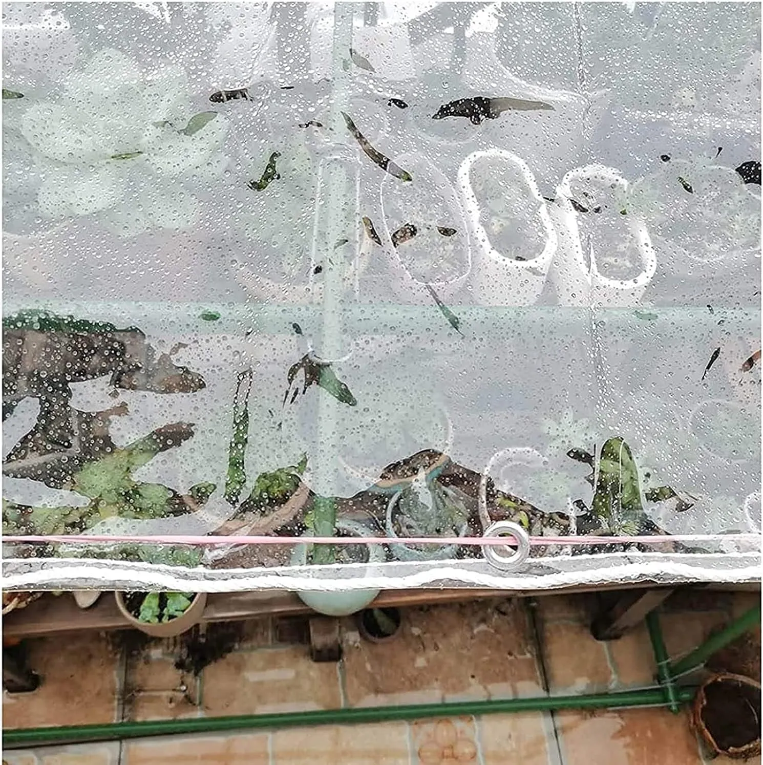 12' X 16' Outdoor Clear Tarp Curtain Waterproof Wind-Proof 0.35mm Transparent Vinyl Tarp for Patio Pergola Garden Canopy Rainproof Anti-Tear PVC Thick Cover with Grommets