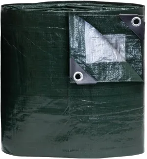 12' x 20' Heavy Duty Green/Silver Poly Tarp with Aluminum Grommets and Reinforced Corners, Waterproof, UV Resistant 8 Mil Protective Cover for Camping, Construction, Outdoor Use