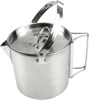 1.2l Portable Camping Kettle Stainless Steel Boil Water Pot Lid Compact and Lightweight for Outdoor Cooking