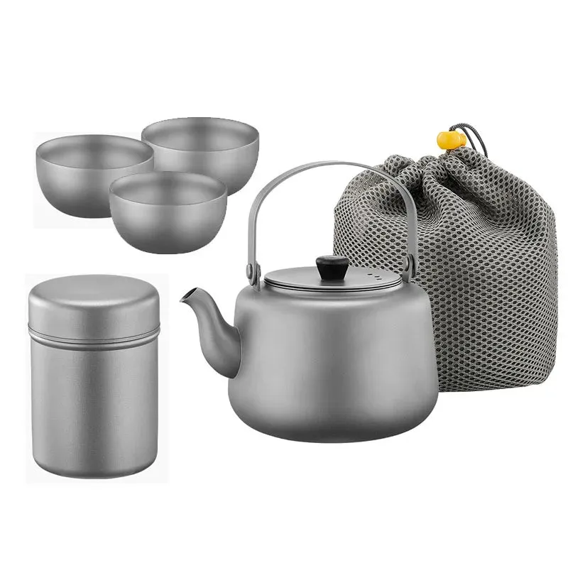 1.2L Pure Titanium Kettle,Can Be Heated,Sandblasting Process,Double Anti-ironing Foldable Handle,Filter Tea Leak,Home Teapot