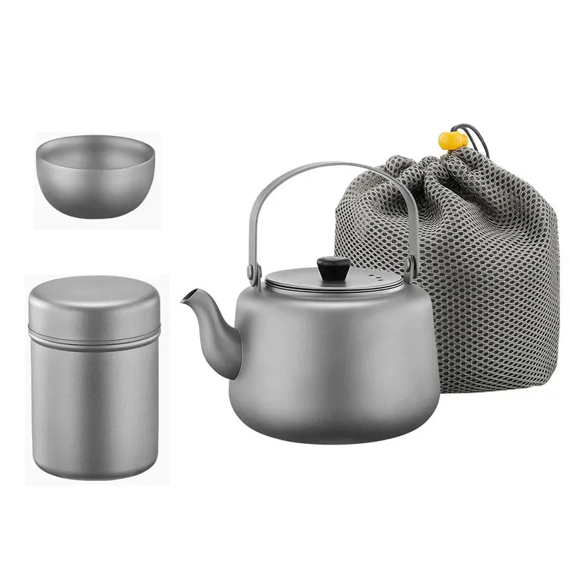 1.2L Pure Titanium Kettle,Can Be Heated,Sandblasting Process,Double Anti-ironing Foldable Handle,Filter Tea Leak,Home Teapot