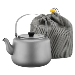 1.2L Pure Titanium Kettle,Can Be Heated,Sandblasting Process,Double Anti-ironing Foldable Handle,Filter Tea Leak,Home Teapot