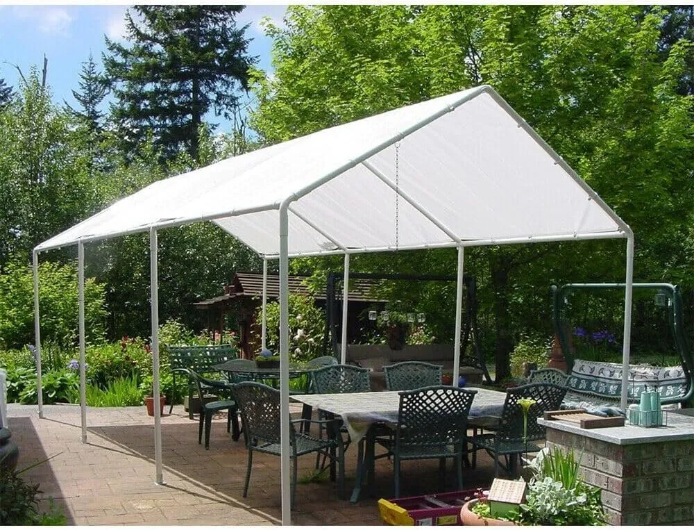12'x 20' Tarps Heavy Duty Thick Waterproof, Poly Canopy White Tent Shelter Cover, 12 Mil Tarpaulin Shade, Rip and Tear Proof, UV Resistant Tarpaulin with Grommets and Reinforced Edges