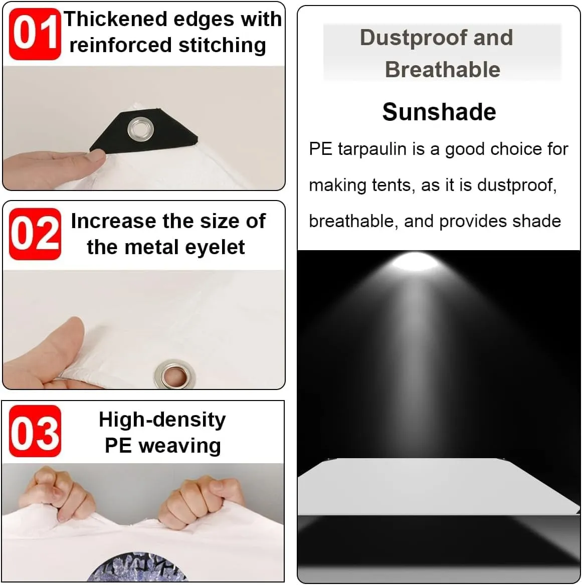 12'x 20' Tarps Heavy Duty Thick Waterproof, Poly Canopy White Tent Shelter Cover, 12 Mil Tarpaulin Shade, Rip and Tear Proof, UV Resistant Tarpaulin with Grommets and Reinforced Edges