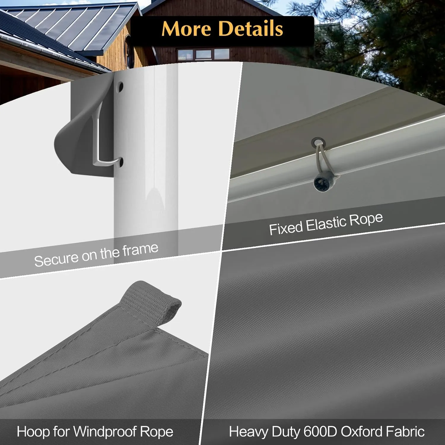 12x20 Canopy Replacement Cover, Carport Replacement Canopy Top Covers for 12' x 20' Frame, 800D Heavy Duty Waterproof & UV Protected Car Canopy with Ball Bungees (Frame is not Included) (Gray)
