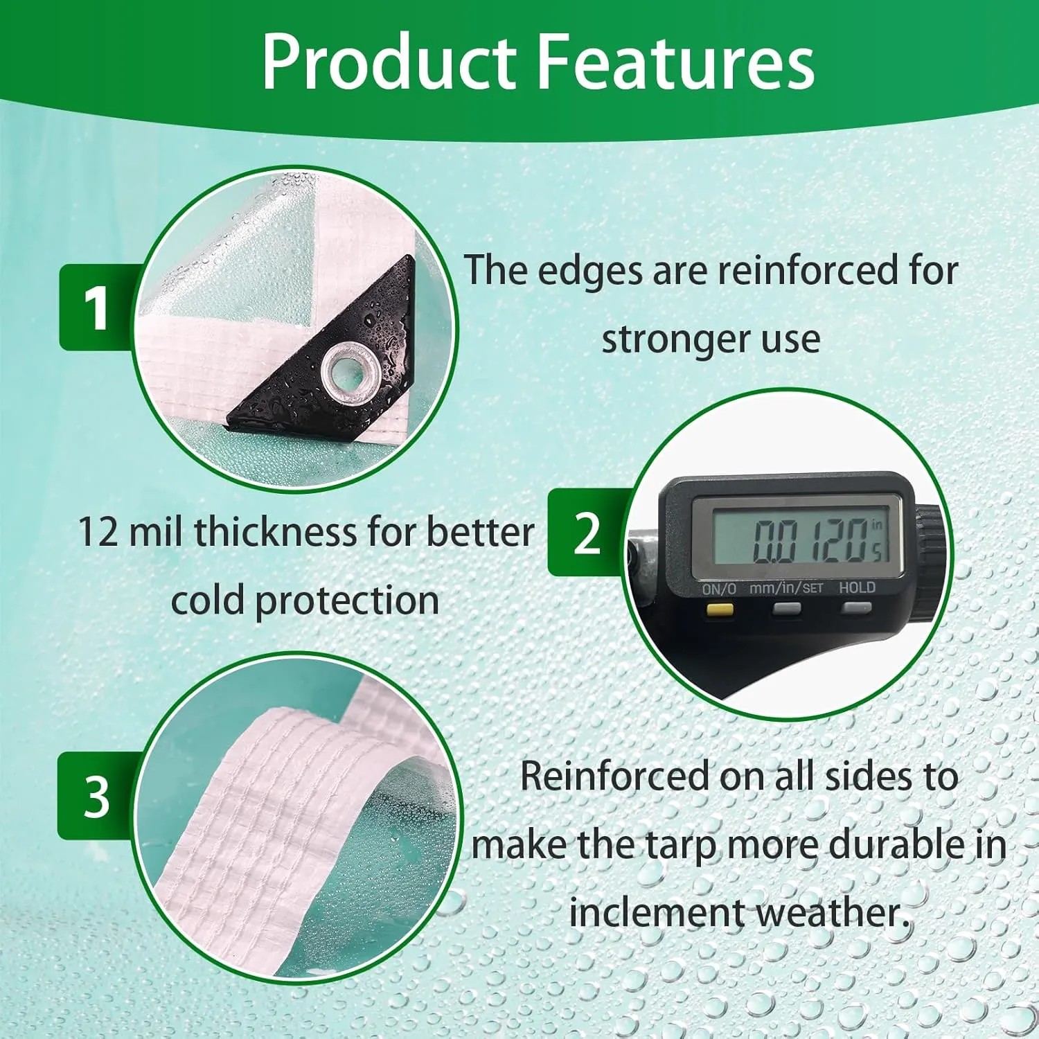13 * 20ft Clear PVC Tarp, 12mil Thick Waterproof Transparent Vinyl With Grommets for Greenhouse Covering, Carports, Patios, Outdoor Event Shelters, Farms