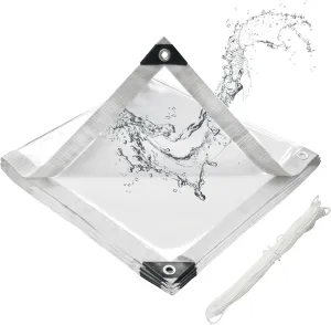13 * 20ft Clear PVC Tarp, 12mil Thick Waterproof Transparent Vinyl With Grommets for Greenhouse Covering, Carports, Patios, Outdoor Event Shelters, Farms