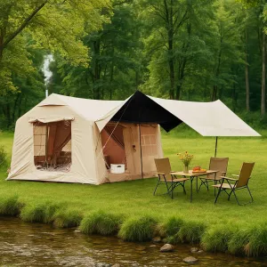 13'x10' Inflatable Camping Tent with Blackout Canopy,4 Season Blow up Tent for Camping,Large Inflatable Tent 8-10 Person,Waterproof Air Tents Glamping Tents
