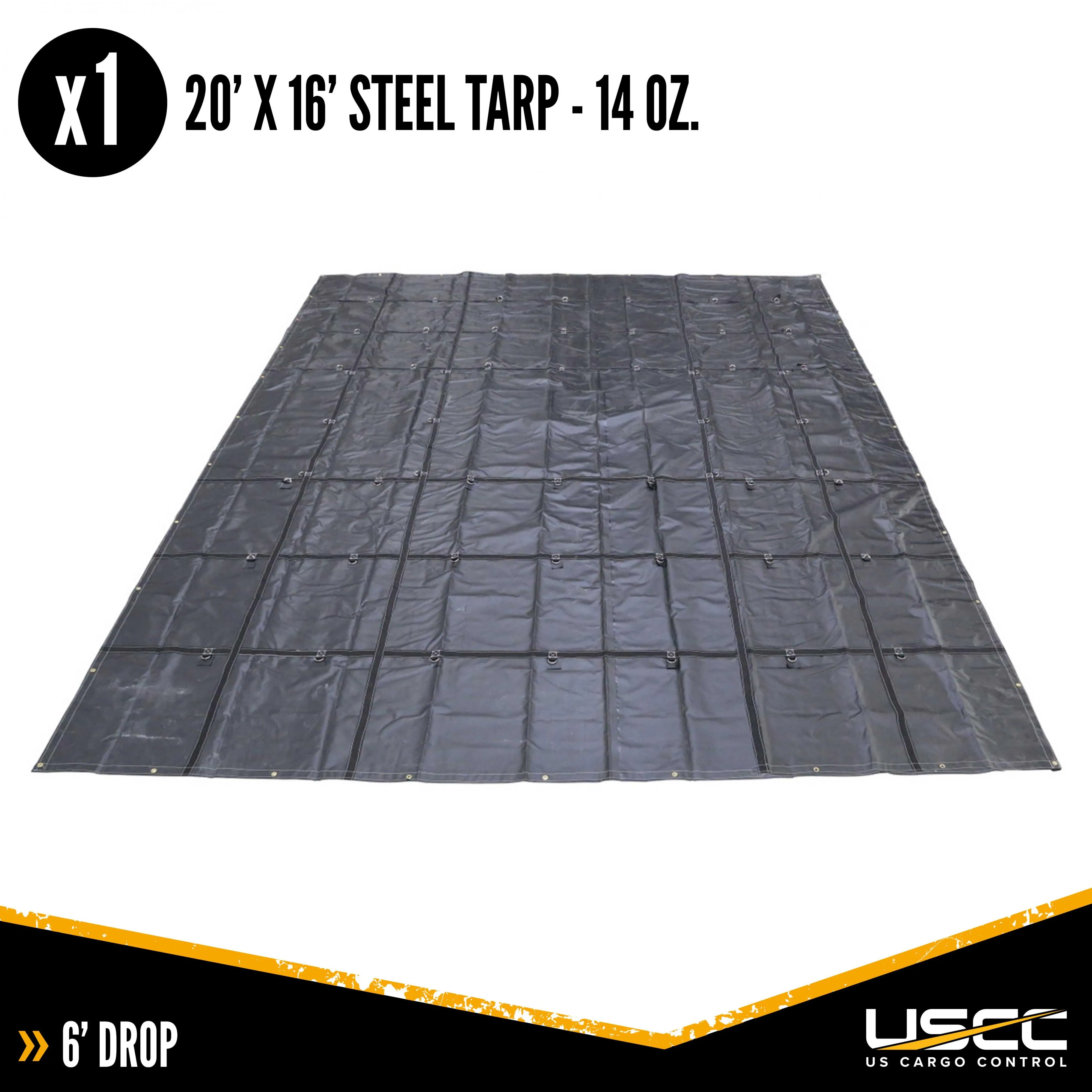 14 oz. 3 Pc. Lumber Tarp - Ends: 20' x 20' (6' Drop); Mid: 20' x 16' - Black