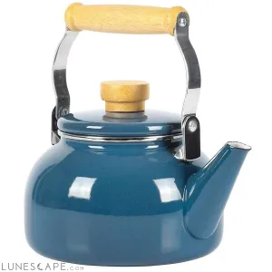 1.5 Qt. Steel Teapot Kettle w/ Blue White Glossy Enamel Coating and