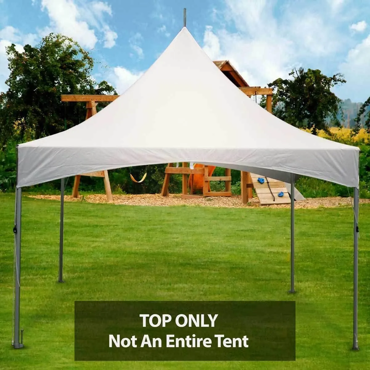 15' x 15' Replacement Tent Top for High Peak Frame Style Party Tents | Solid White Commercial Grade PVC Vinyl | Includes Top and Storage Bag (Top ONLY - Frame Not Included)