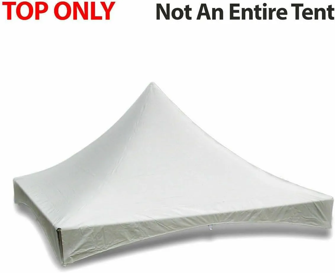 15' x 15' Replacement Tent Top for High Peak Frame Style Party Tents | Solid White Commercial Grade PVC Vinyl | Includes Top and Storage Bag (Top ONLY - Frame Not Included)