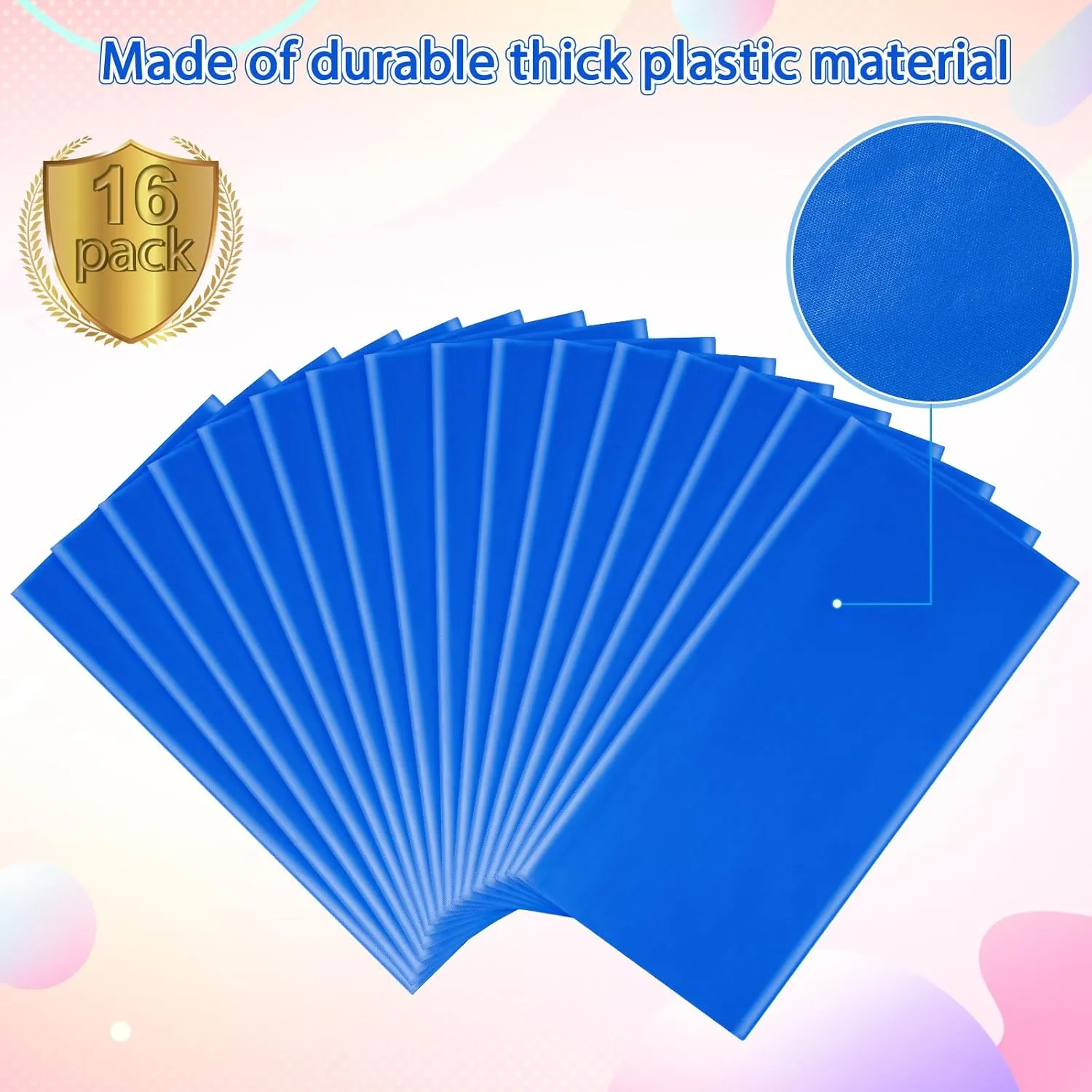 16 Pack Blue Plastic Tablecloth for Rectangle Tables, Premium Decorative Royal Blue Disposable Table Cloths for Parties, Rectangle Party Table Cover for Birthday, Wedding, Anniversary, 54 x 108 Inch
