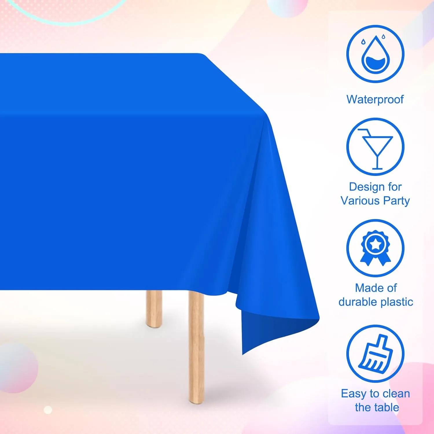 16 Pack Blue Plastic Tablecloth for Rectangle Tables, Premium Decorative Royal Blue Disposable Table Cloths for Parties, Rectangle Party Table Cover for Birthday, Wedding, Anniversary, 54 x 108 Inch