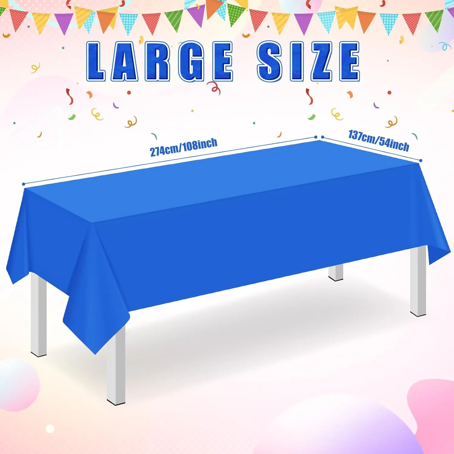 16 Pack Blue Plastic Tablecloth for Rectangle Tables, Premium Decorative Royal Blue Disposable Table Cloths for Parties, Rectangle Party Table Cover for Birthday, Wedding, Anniversary, 54 x 108 Inch